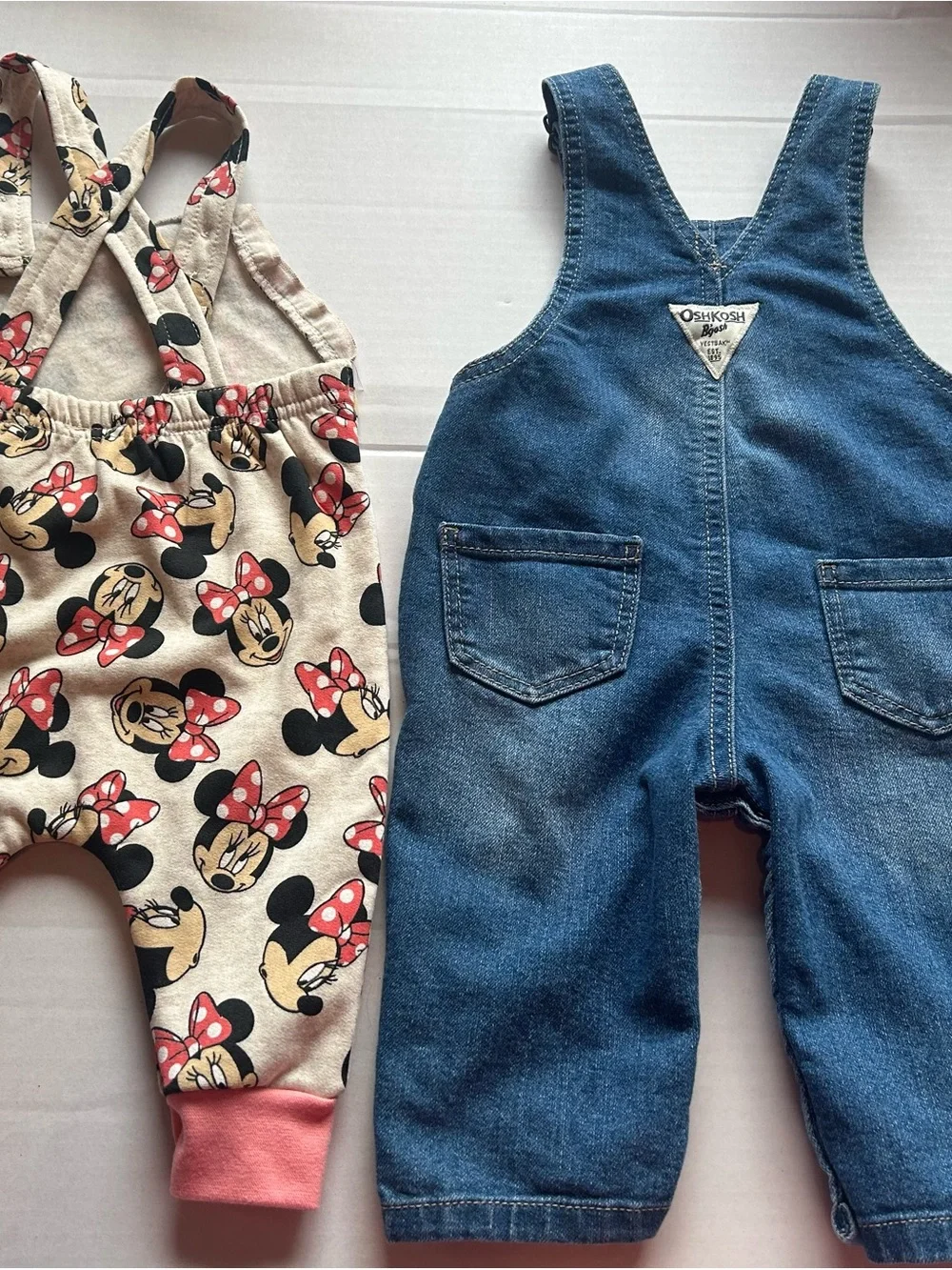 Minnie Mouse Romper with Denim Overalls and Peter Pan Collar Bodysuit